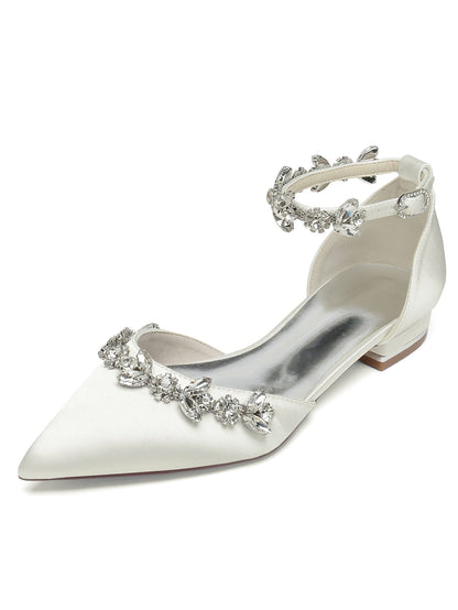 Women's Rhinestone Low Heel Pointed Toe Bridesmaid Shoes