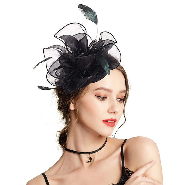 Fascinators Headpiece Tulle Tea Party Horse Race Ladies Day Elegant Retro With Feather