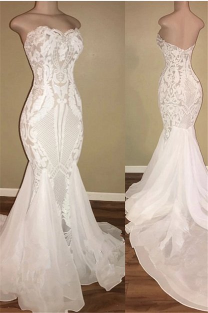 Different Sweetheart Mermaid White Summer Wedding Dresses on Sale