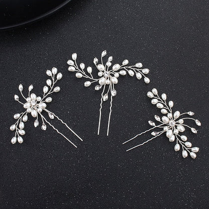 Bride Hairpin Jewelry Pearl Crystal Beaded Hairpin