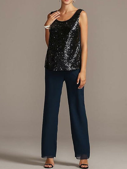 Chiffon Scoop Mother of the Bride Pantsuits