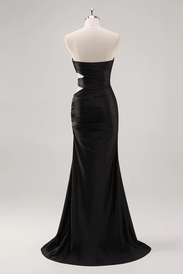 Elegant Black Sweetheart Beaded Split Prom Dress ZT0628