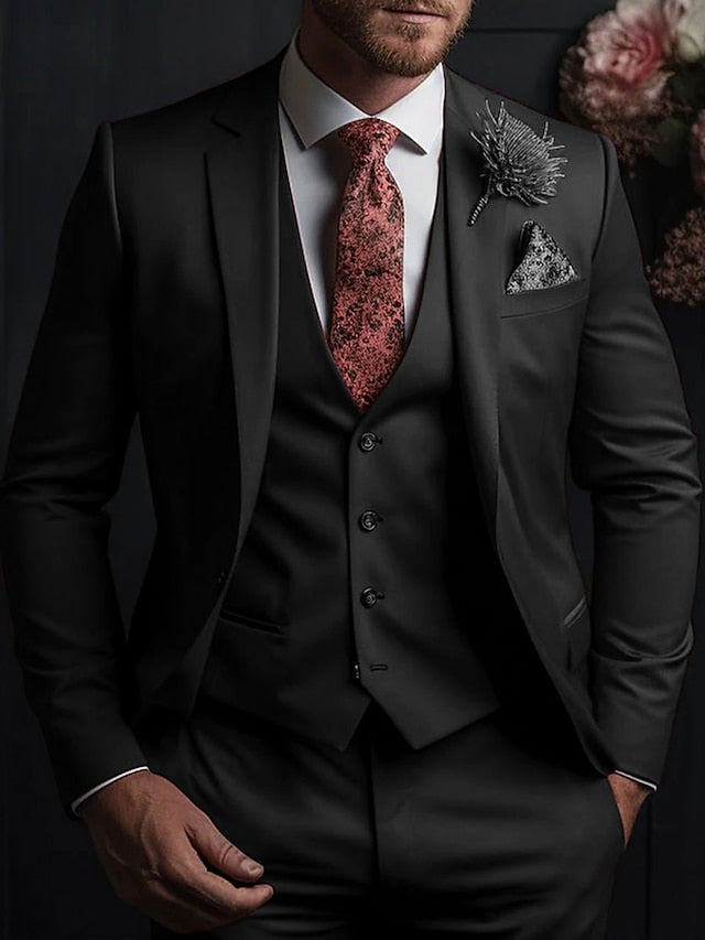 Men's Tailored Fit Single Breasted Three-buttons 3 Pieces Wedding Suits