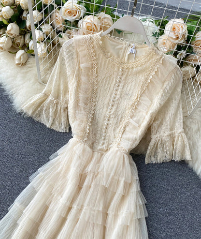 Cute tulle lace A line dress fashion girl dress  1061