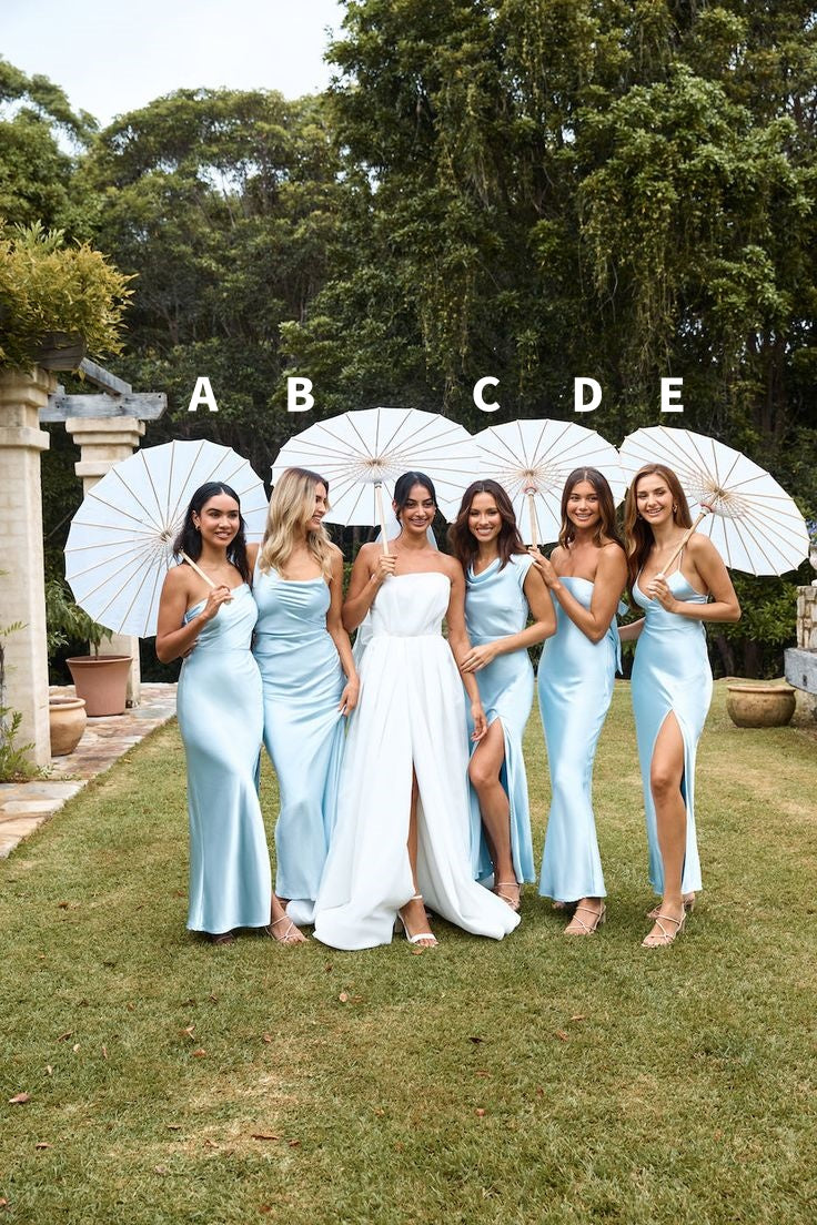 Sky Blue Long Bridesmaid Dresses Satin Wedding Party Dress, LTP3247