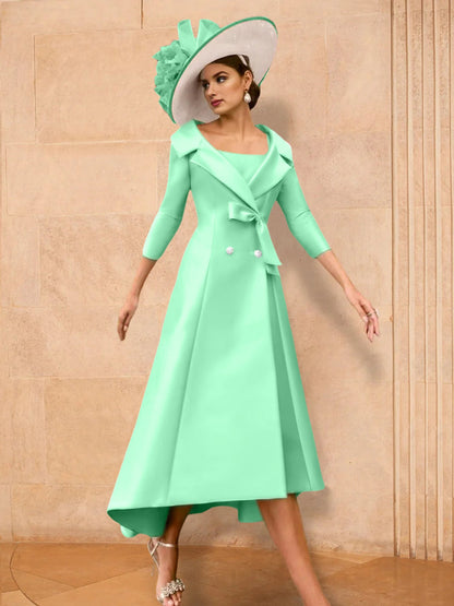 A-Line/Princess Long Sleeves Mother of the Bride Dresses with Bowknot