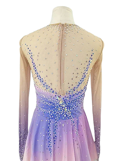 Sparkling Figure Skating Women's Girls' Long Sleeves Skating Training Dress