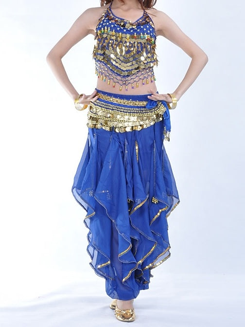 Belly Dance Sleeveless Top Coin Beading Sequin Women's Performance With Beading & Sequin & Coin