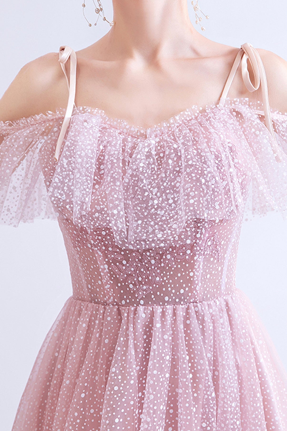 Pink tulle short A line prom dress homecoming dress  8729