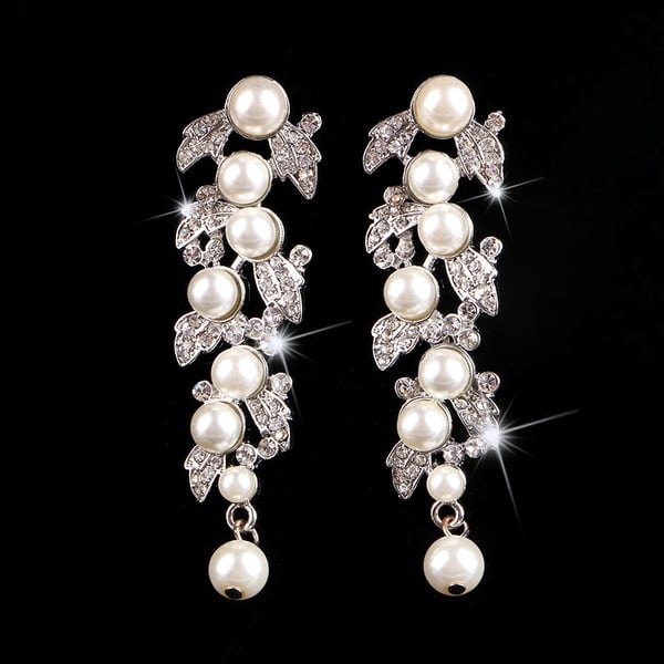 Luxurious Cubic Zirconia/Pearl Dangle Earrings