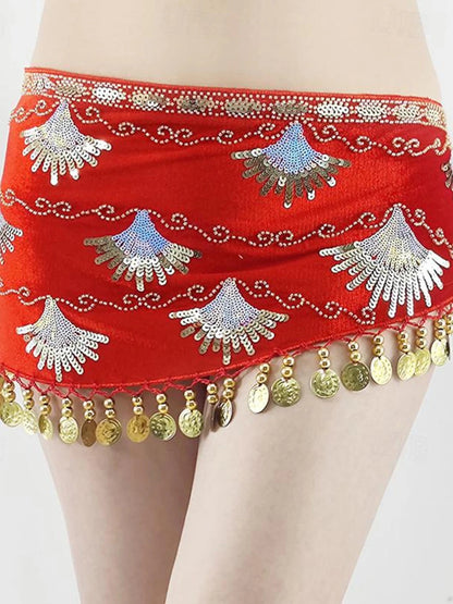 Belly Dance Belt Gold Coin Splicing Paillette Women's Performance Training High Polyester