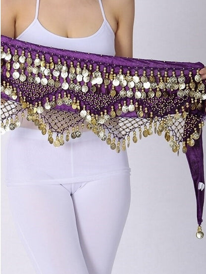 Belly Dance Hip Scarves Women's Performance Polyster Paillette Hip Scarf