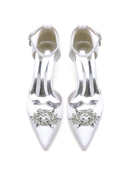 Women's Wedding Shoes Rhinestone Pointed Toe High Heel Bridal Shoes