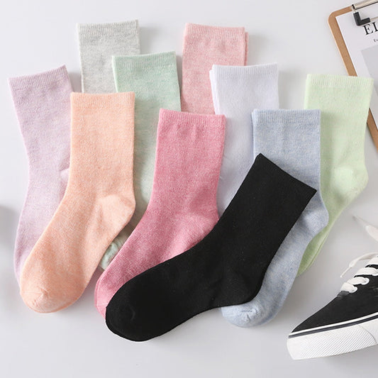 10 Pairs Women's Work Daily Holiday Solid Color Polyester Sporty Simple Classic Casual Daily Crew Socks