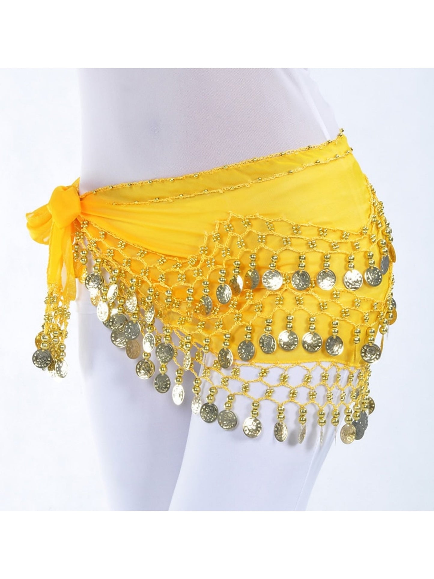 Belly Dance Hip Scarf Coin Sequin Women's Training Chiffon / Ballroom Gold Coin Belt