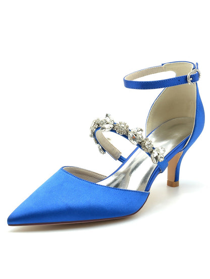 Women's Rhinestone Flat Heel Pointed Toe Bridesmaid Shoes