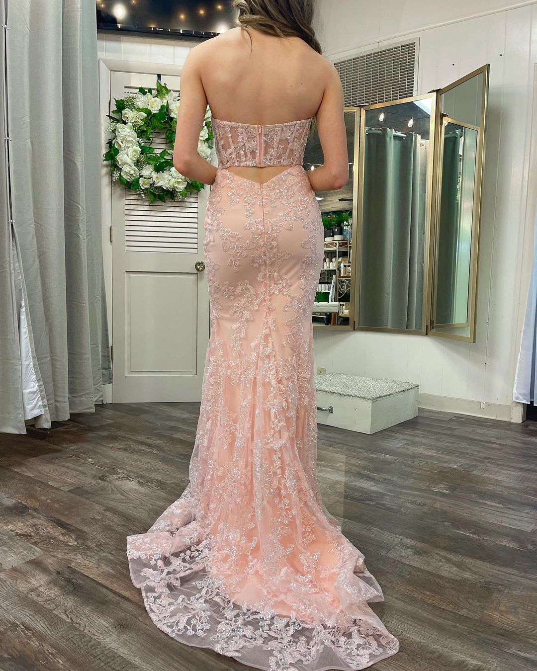 Michaela |Mermaid Sweetheart Sequined Lace Long Prom Dress