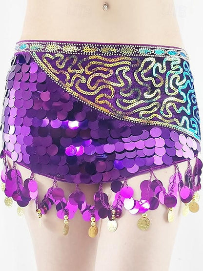 Belly Dance Belt Splicing Sequins Women's Performance Training Sleeveless High Polyester