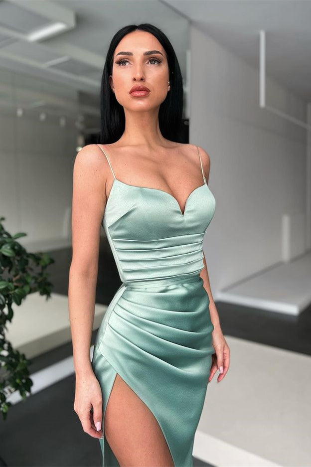 Spaghetti-Straps Mermaid Prom Dress With Slit PD0444