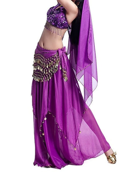 Belly Dance Coin Beading Sequin Women's Chiffon / Performance