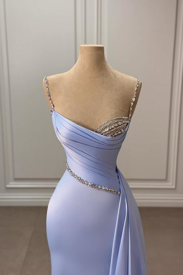 Lavender Spaghetti-Straps Beaded Pleated Prom Dress ZT0633