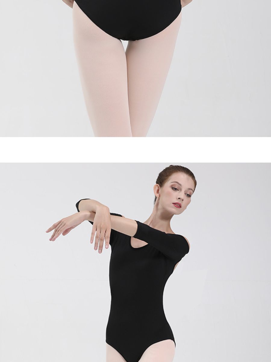 Ballet Dance Basic 3/4 Sleeves V-Neck Training Onesie with Open Back