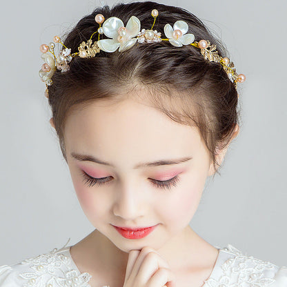 Children's Dress Accessories Delicated Flower Headband with Pearl