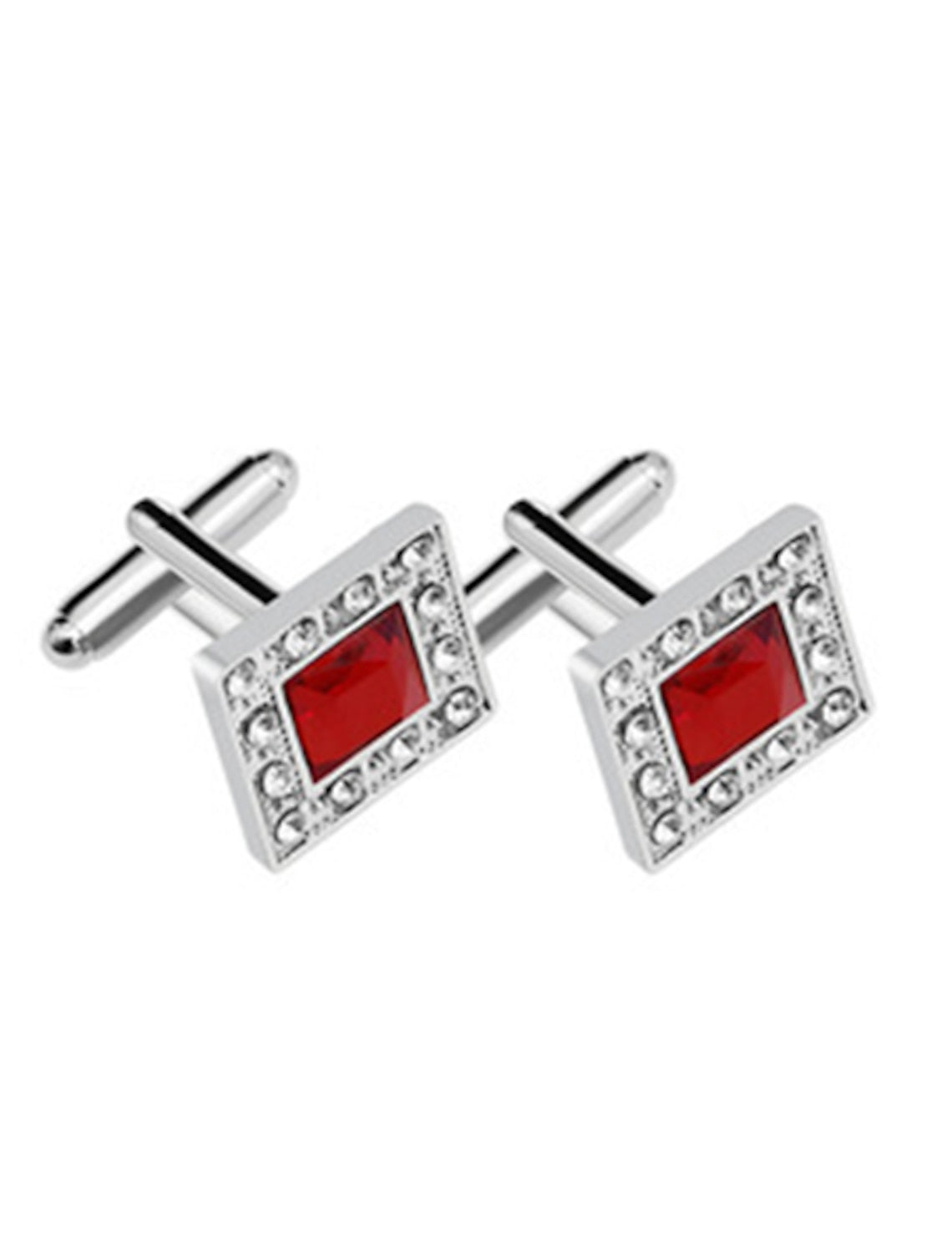 Men's Cubic 2Pcs Cufflinks with Rhinestones