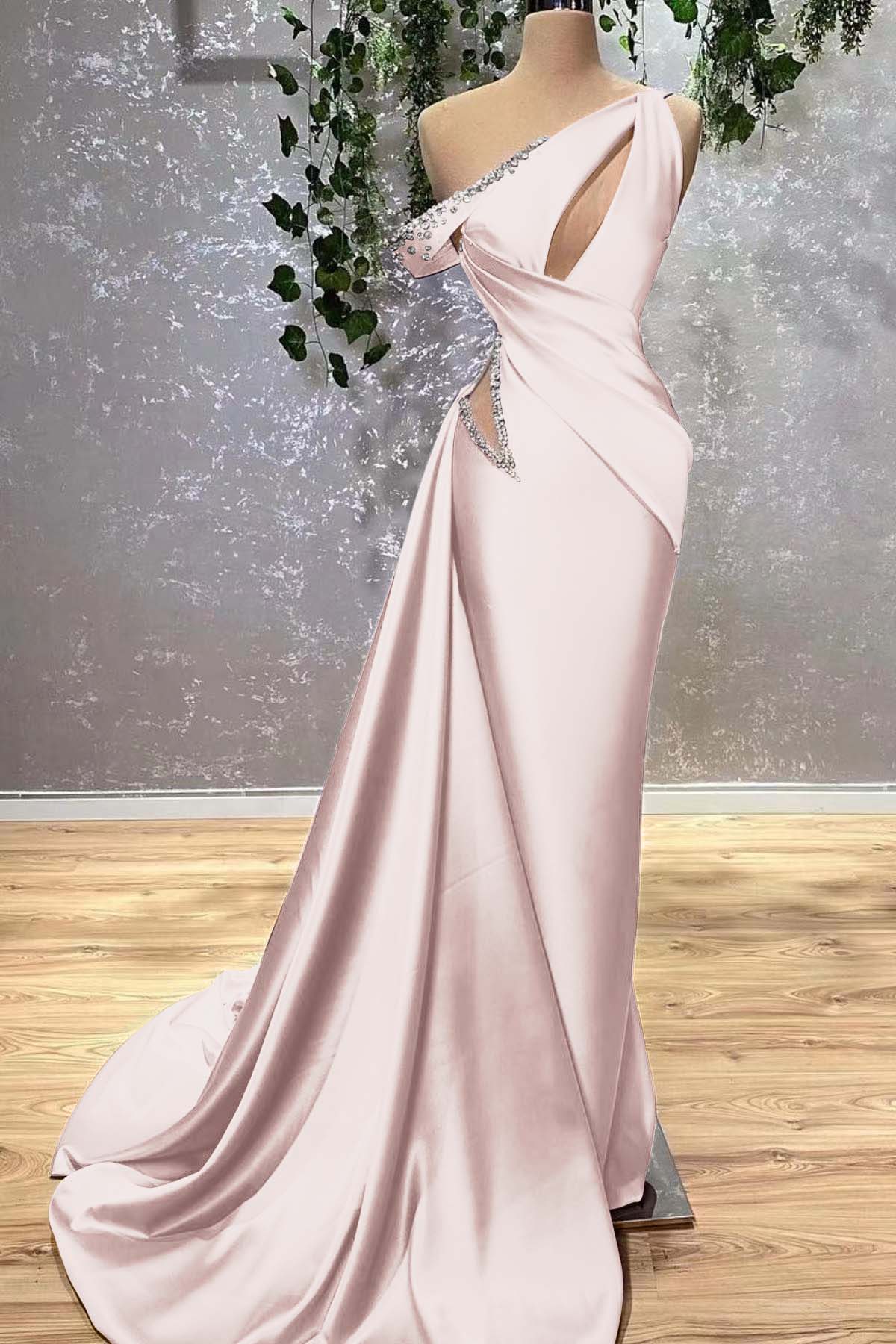 Lilac Off-The-Shoulder Sleeveless Mermaid Prom Dress With Rhinstone ED0369