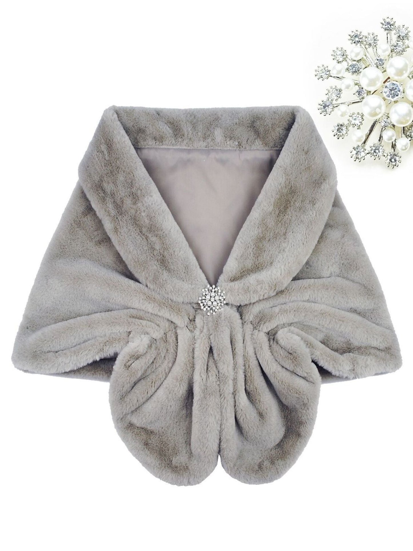 Women's Wrap Warm White Faux Fur Elegant Shawl