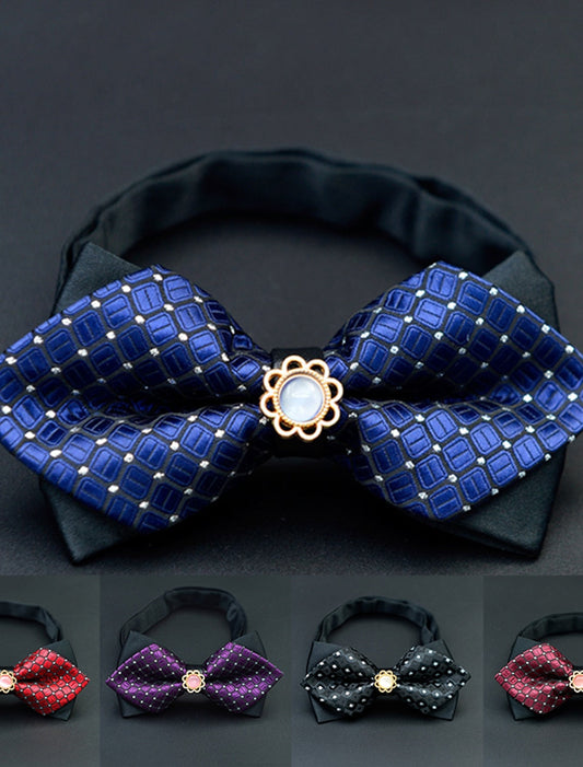 Men's Pre-Tied Adjustable Bow Tie Plaid Wedding Birthday Party