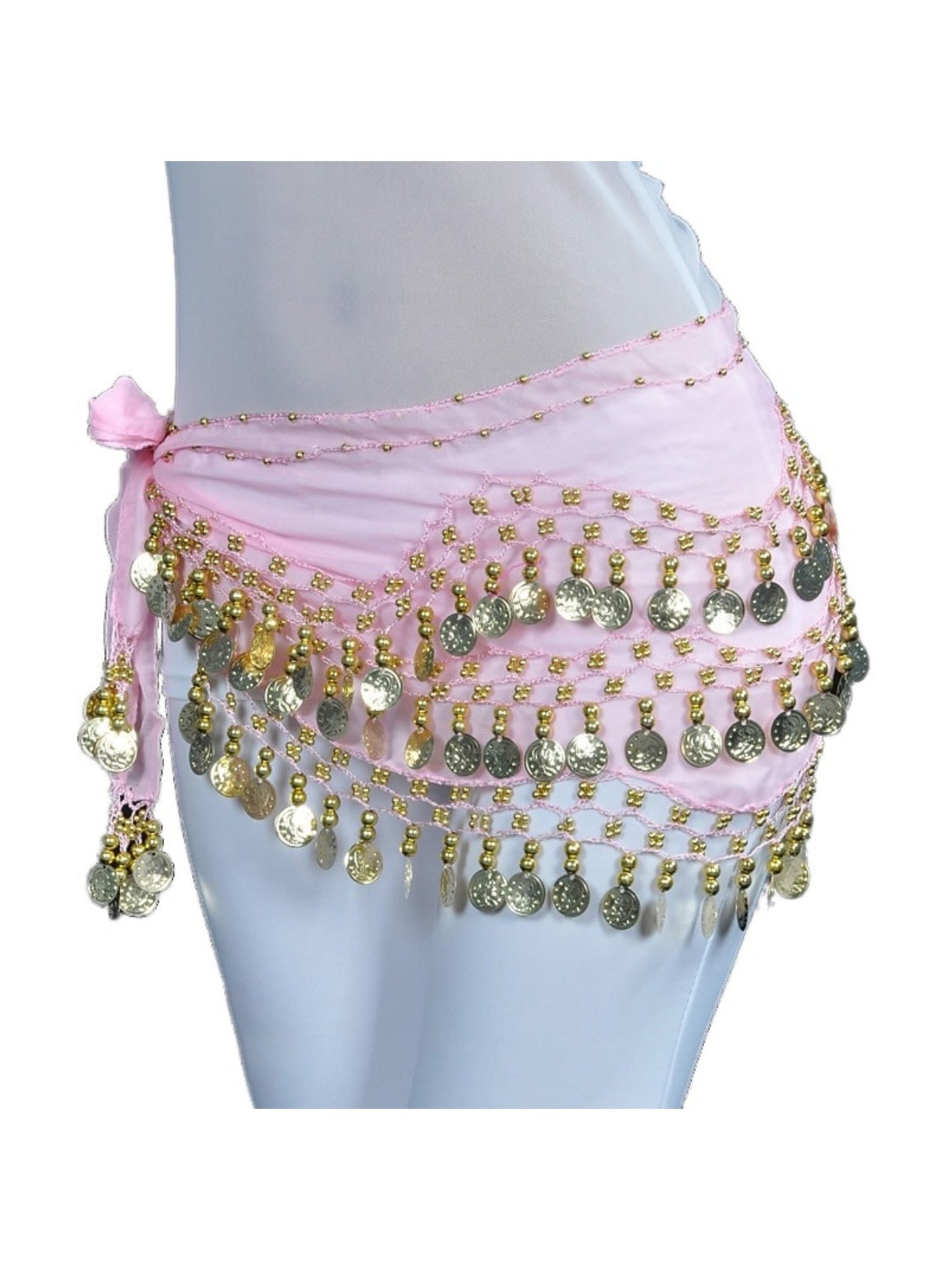 Belly Dance Hip Scarf Coin Sequin Women's Training Chiffon / Ballroom Gold Coin Belt