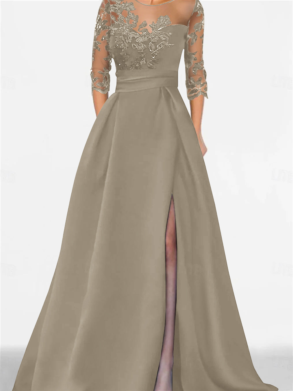 A-Line/Princess Sweetheart 3/4 Sleeves Floor-Length Mother Of The Bride Dresses With Lace & Split Side