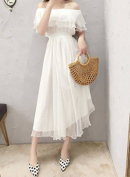 White chiffon summer dress fashion girl dress  1111