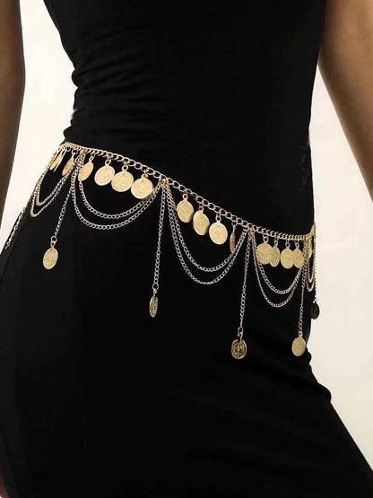 Dance Accessories Belt Metal Chain Gold Coin Silver Coin Women's Performance Training High Alloy