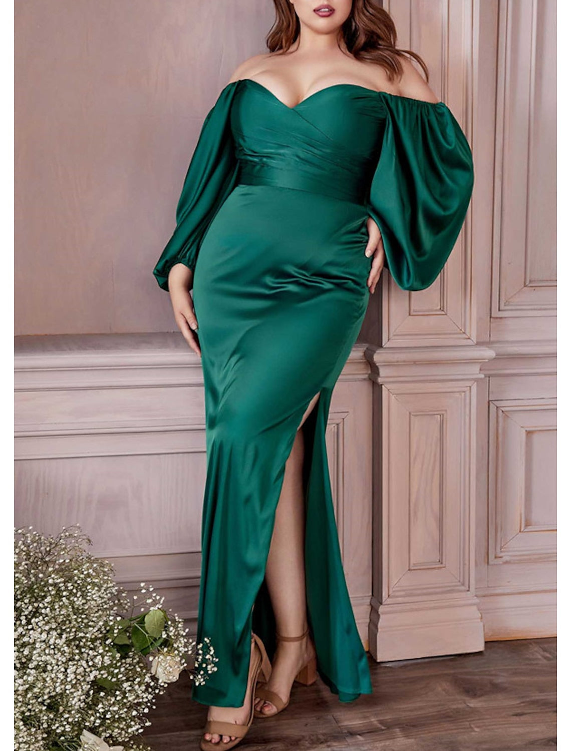 Sheath/Column Off-the-Shoulder Floor-length Prom Dresses