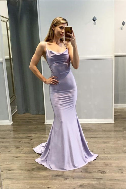 Light Purple Mermaid Spaghetti-Straps Prom Dress PD0902