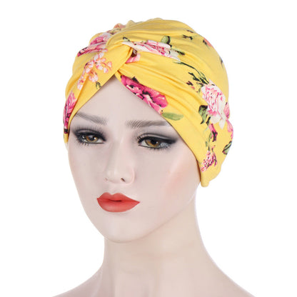 Women Muslim Daily Folding Cross Knotted Hair Elastic Bandanas Turban