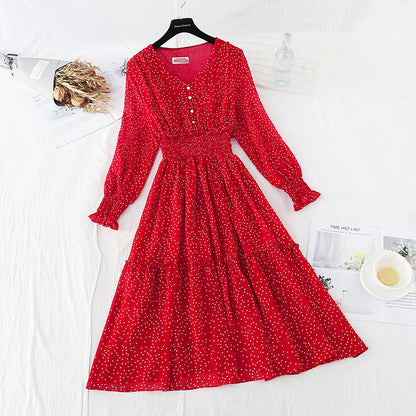 Slim waist Chiffon vintage dress  2303