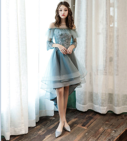 Blue lace homecoming dress bridesmaid dress  8333