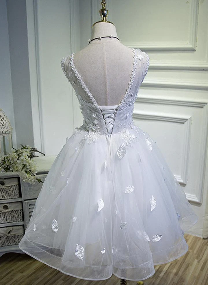 White lace tulle long prom dress cocktail dress gh886