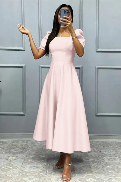 Elegant Online Square A-Line Prom Dress With Short Sleeves ED0177