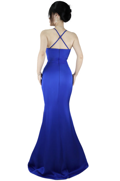 Prom Dress Spaghetti Strap Long Royal Blue With Slit ZP0001