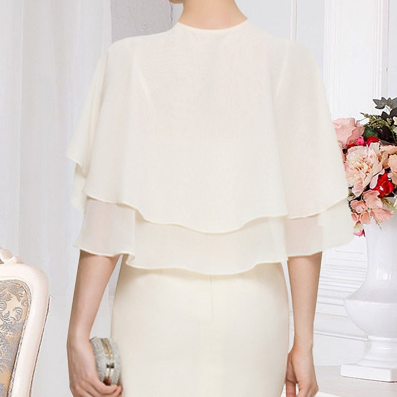 Women's Wedding Guest Sleeveless Chiffon  Bolero Wrap/Shawl with Pure Color