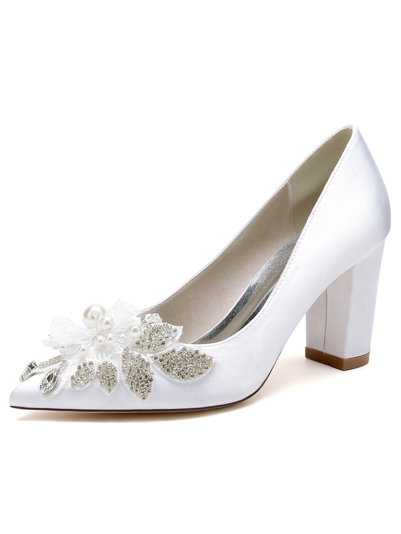 Women's Wedding Shoes Lace High Heel Pointed Toe Bridesmaid Shoes