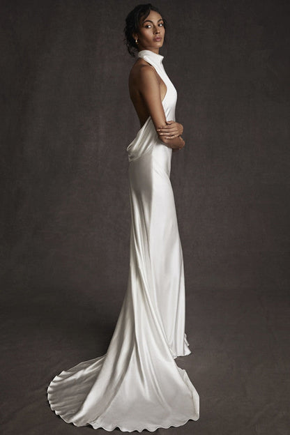 Elegant Backless High Neck Mermaid Wedding Dress On Sale