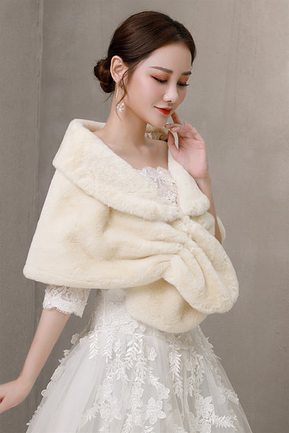 Elegant Khaki Ears-Trimmed Wedding Dress Shawl