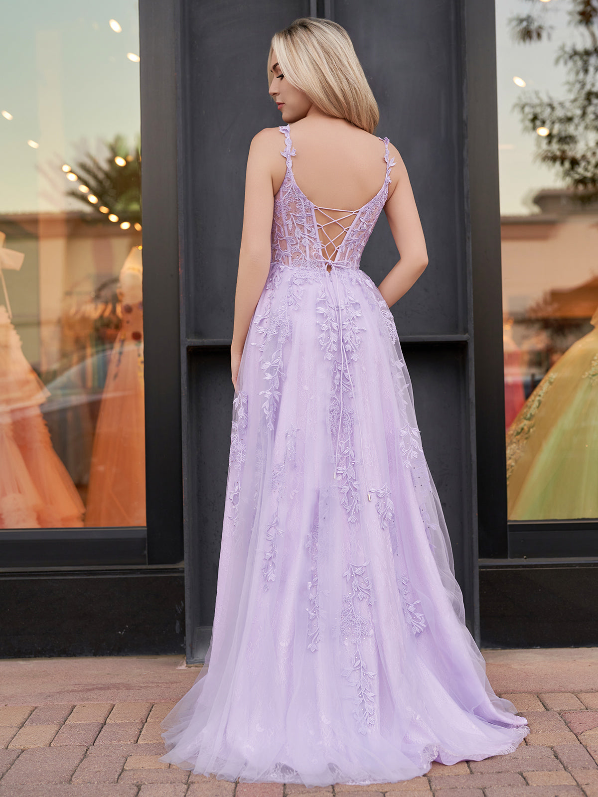 Mariana |A-line Sweetheart Lace Tulle Prom Dress with Slit