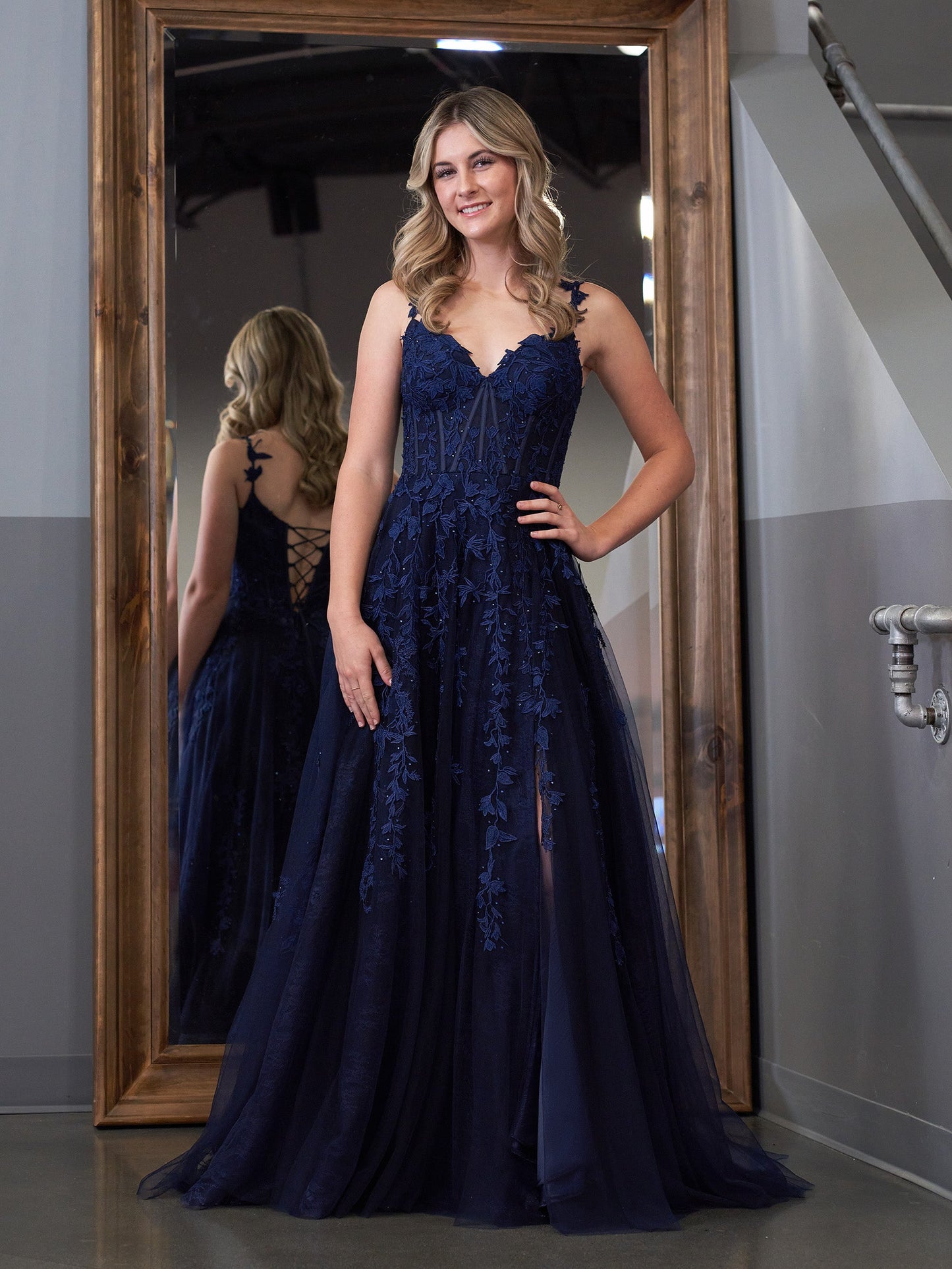 Mariana |A-line Sweetheart Lace Tulle Prom Dress with Slit