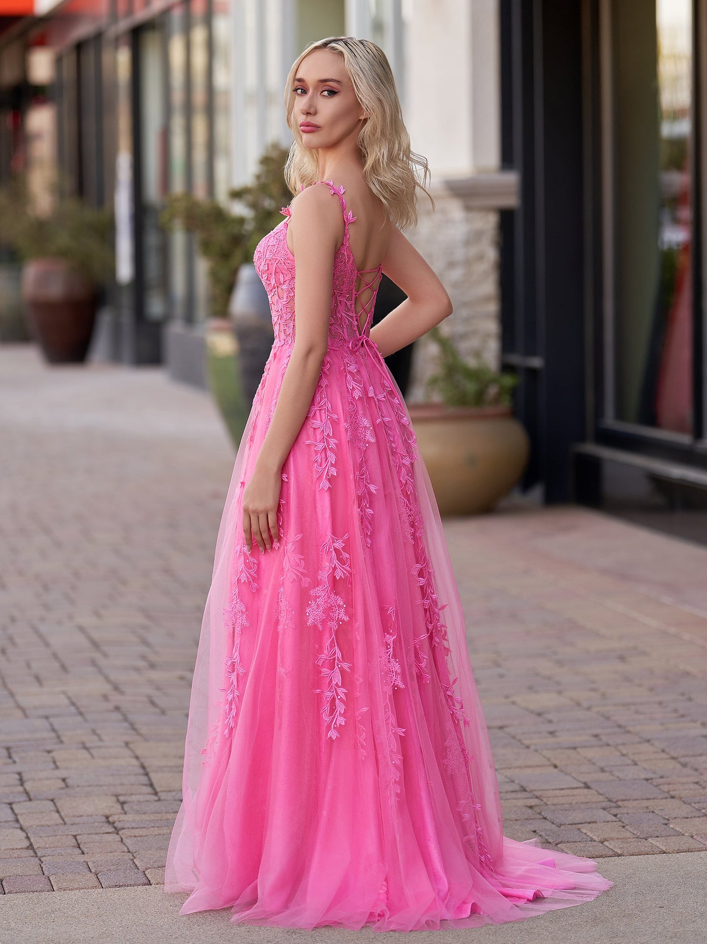 Mariana |A-line Sweetheart Lace Tulle Prom Dress with Slit